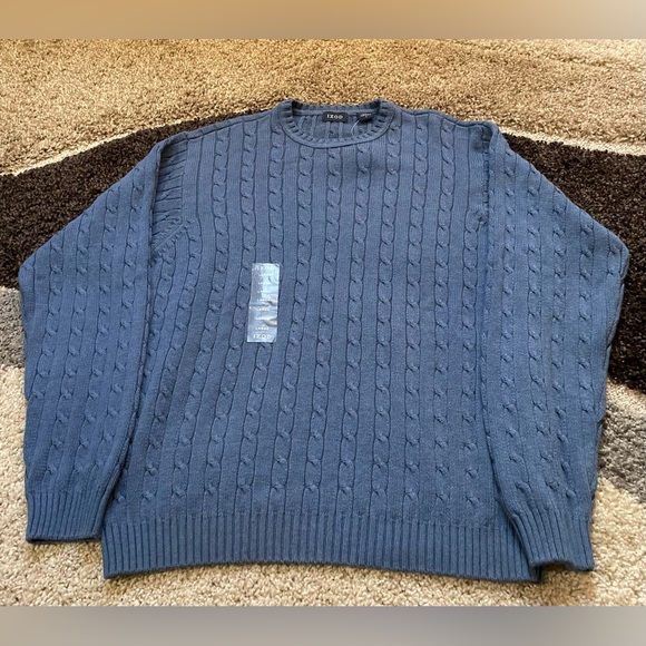 Men’s Izod Cable Knit L/S Crewneck Pullover 100% Cotton Sweater/Sz L-NWT-Quick - Picture 3 of 14